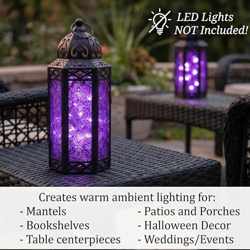 Vela Lanterns Decorative Indoor Gothic Candle Holders, Purple, M, 12-Pack