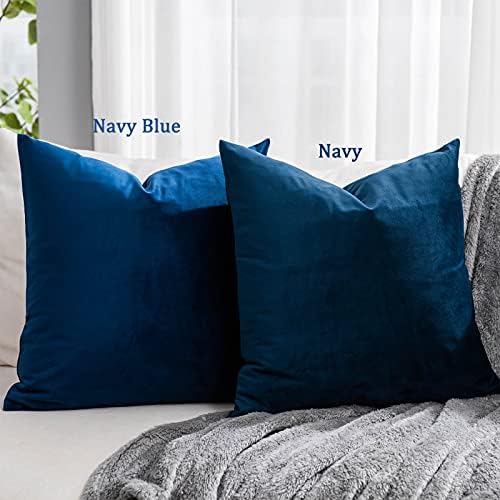 Navy Blue Euro Decorative Velvet Throw Pillow Covers 26x26 inch Set of 2 with Zipper Luxury Soft Solid Square Cushion Covers Case for Sofa Couch Bed Living Room