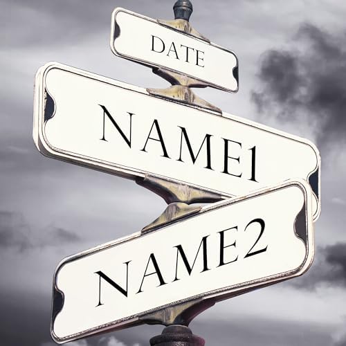 Street Sign Black and White Framed Arts Gift Your Names,the Date and romantic verses or write your own message Gift for Anniversary.With Different Frame Styles Framed Size:27 5/8X19 5/8 inches