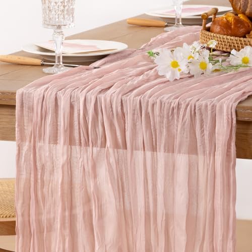 6 Pack Pink Table Runner 10ft Rustic Gauze Cheesecloth Table Decor