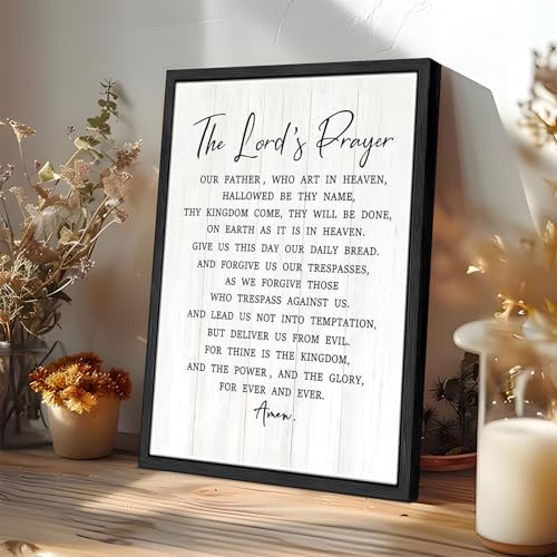 Floating Framed the Lords Prayer Canvas Wall Decor 12x16 Inch | Our Father Bible Verse Wall Art, Christian Scripture Prints for Church, Prayer Room, Inspirational Religious Faith Paintings