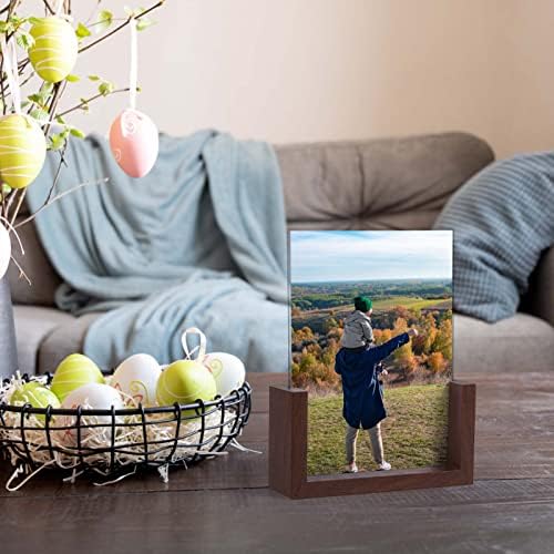 PETAFLOP 5x7 Picture Frame, Double-sided Rustic Photo Frames with U-shape Wooden Base for 5 by 7 Inch Photo Display, 2 Pack