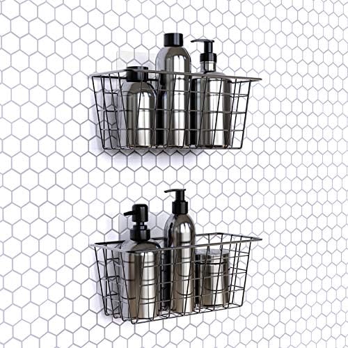 MaraFansie Over the Cabinet Door Organizer Wall Wire Baskets Hanging Kitchen Basket Shelf for Cabinet & Pantry Organization and Kitchen, Bathroom, Bedroom Storage, with Adhesive, 4 Pack