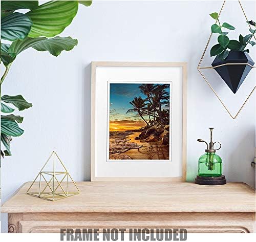 Sunset Beach Photo Prints Artwork with Couple's Names and Date on,Perfect Love Gift for Anniversary,Wedding,Birthday and Holidays.14x11 inches D-Mats UNFRAMED