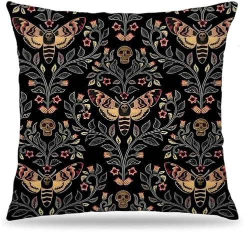 Gothic Moth Butterfly Pillow Covers 18x18, Dark Academia Witchy Pillow Covers for Couch, Gothic Home Decor, Witchy Room Decor, Witchy Decor Aesthetic, Dark Cottagecore Decor