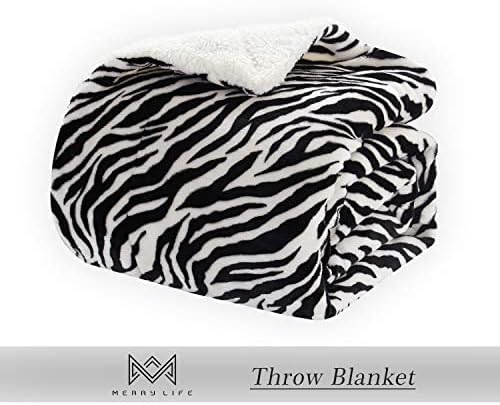 MERRYLIFE Sherpa Throw Blanket Ultra-Plush Comfort | Decorative, Soft, Colorful | Home, Couch, Outdoor, Travel Use (Zebra, 60" 70")