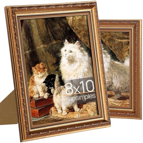 upsimples Vintage 8x10 Picture Frame, Antique Bronze&Black Frames 2 Pack