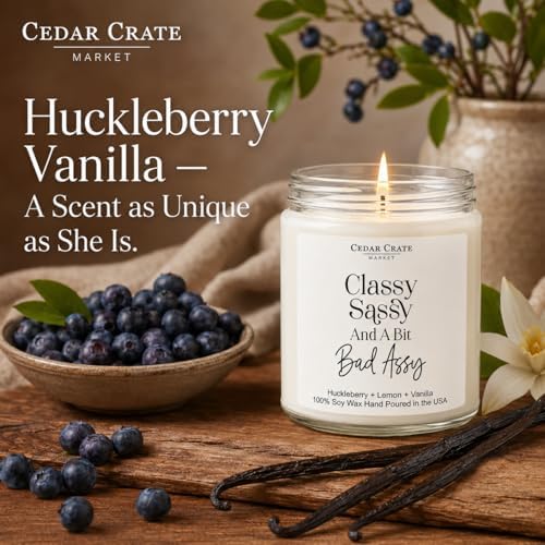 CEDAR CRATE MARKET - Funny Candles for Women Adult Humor - Classy Sassy - Best Friend Birthday Gift for Who Have Everything, Retirement, Woman Coworker, Girlfriend, 100% Soy Wax, Handmade in USA