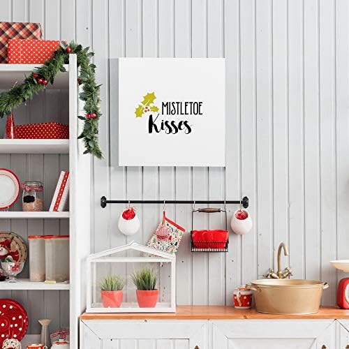 Renditions Gallery Canvas Wall Art for Christmas Decorations Mistletoe Kisses Xmas Romantic Wall Hangings for Bedroom Living Room & Kitchen Decor - 10"X10" LT05