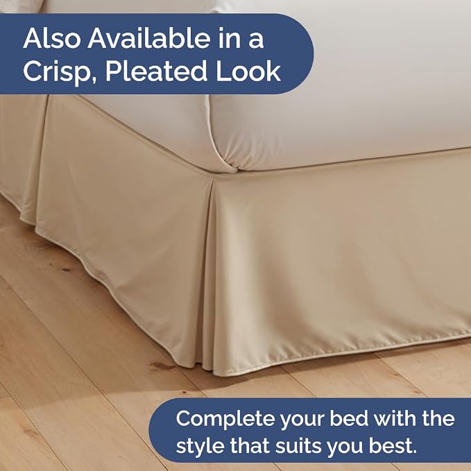 Bedskirt Twin Size Ruffle - Ruffled Bed Skirt - 12 Inch Drop - Cream | Bedskirt with Platform, Ultra-Soft Premium Hotel Quality, Wrinkle Free, Fade & Shrink Resistant, for Women, Men, Kids & Teens