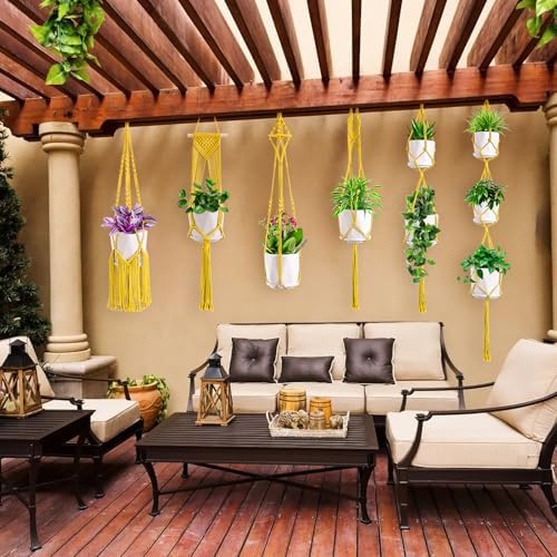 SFENNGPET Macrame Plant Hangers, 6Pack Hanging Planters for Indoor Plants
