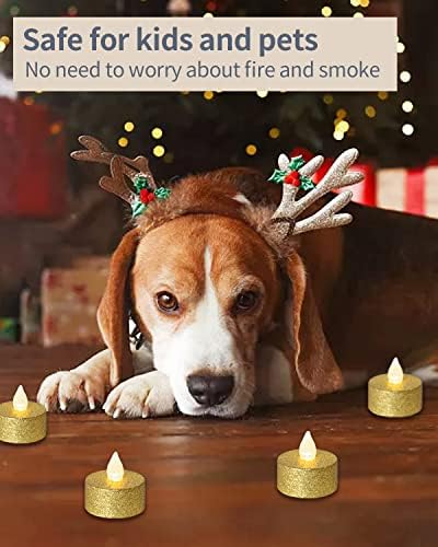 Battery Operated LED Tea Lights,24 Pack Gold Flameless Votive Tealights Candle with Warm White Flickering light, Small Electric Fake Tea Candle Realistic for Wedding,Table,Festival Celebration