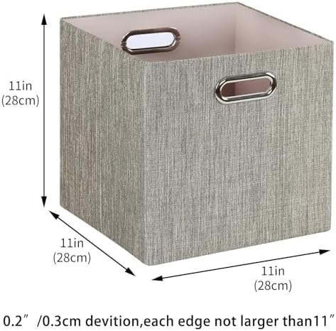 Posprica Storage Bins,11×11 Foldable Storage Cubes Boxes Container Closet Organizer Shelf Cabinet Bookcase,Thick Fabric Drawer Container - 4pcs,Coffee