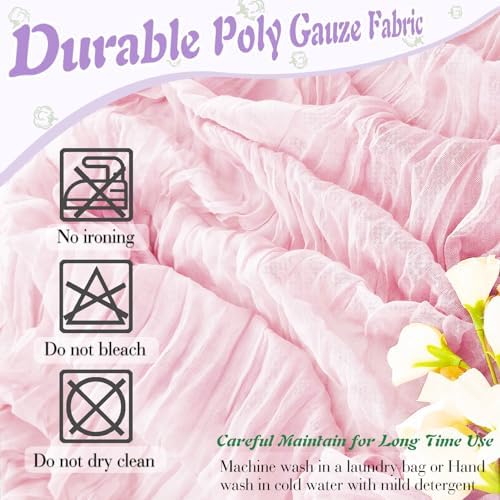 Pink Cheesecloth Table Runner 6 Pack 35" Boho Gauze Runner 120 inches Long Rustic Sheer Fabric Bulk for Boho Baby Shower Wedding Bridal Birthday Party Table Decorations