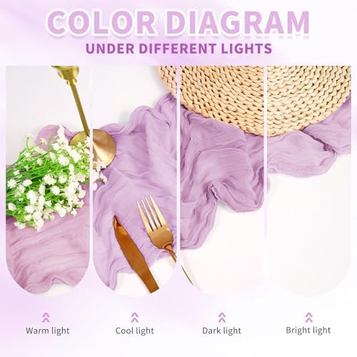 20 Pack Light Purple Cheesecloth Table Runner Long,21.5 x 120 Inch