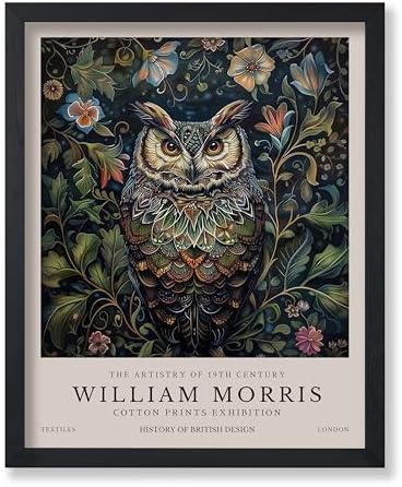 Poster Master Owl Print - William Morris Poster - Botanical Illustration - Floral Exhibition Wall Design - Flower & Animal Artwork - Aesthetic Office, Living Room or Bedroom Decor - 8x10 UNFRAMED Wall Art