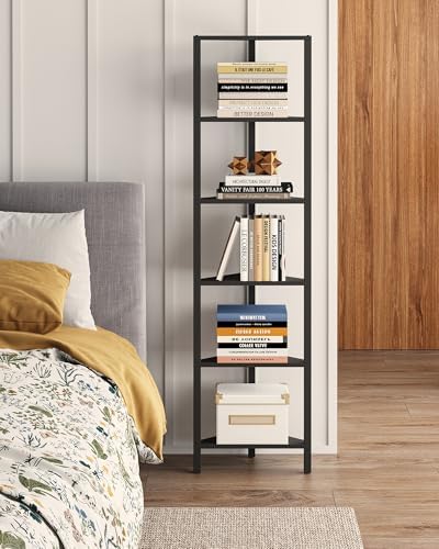 TUTOTAK Corner Shelf, 6-Tier Corner Bookshelf for Small Space