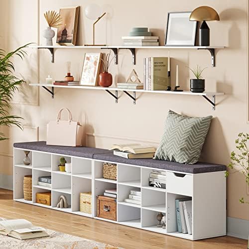 DINZI LVJ Long Wall Shelves, 47.3Inch Wooden Wall Mounted Shelves, Set of 2