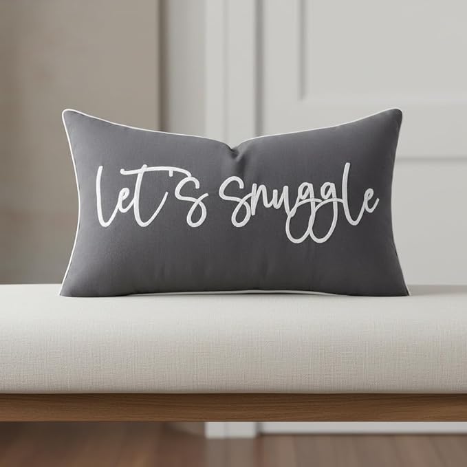 Sunkifover Let's Snuggle Decorative Lumbar Pillow Cover - 12x20 Inch