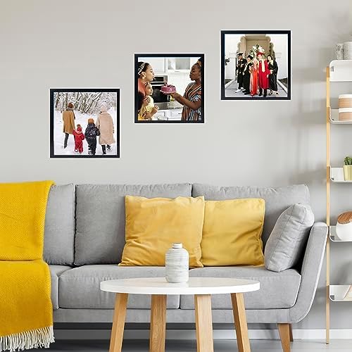 JCJMY 10x10 Picture Frame Set of 6 Black for Wall Hanging, Wall Mounting Horizontally or Vertically, 10 x 10 Square Wall Gallery Poster Photo Frame with Shatter Resistant Plexiglass,6 Pack, Black