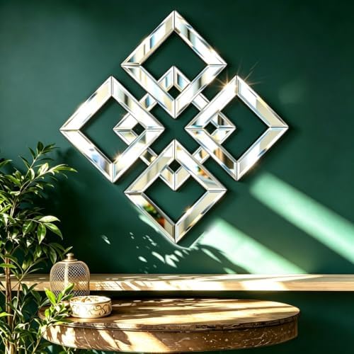QMDECOR Square Mirrored Wall Decor Decorative Mirror 12x12 inches Modern Fashion DIY Silver Wall-Mounted Mirrors