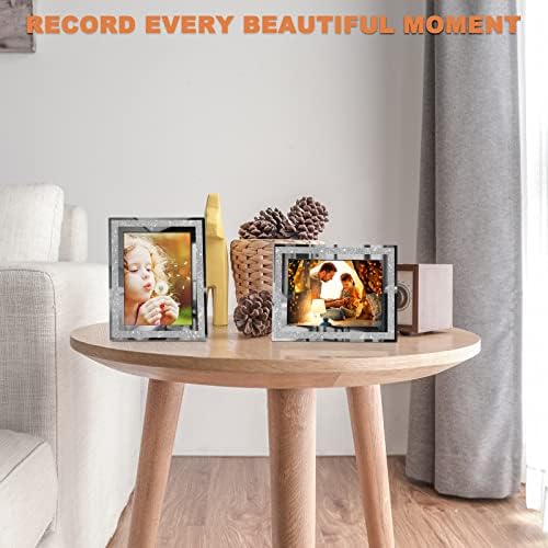 4x6 Picture Frames Set of 4, Glitter Glass Photo Frame for Tabletop Display, Gift Picture Frame, Horizontally or Vertically