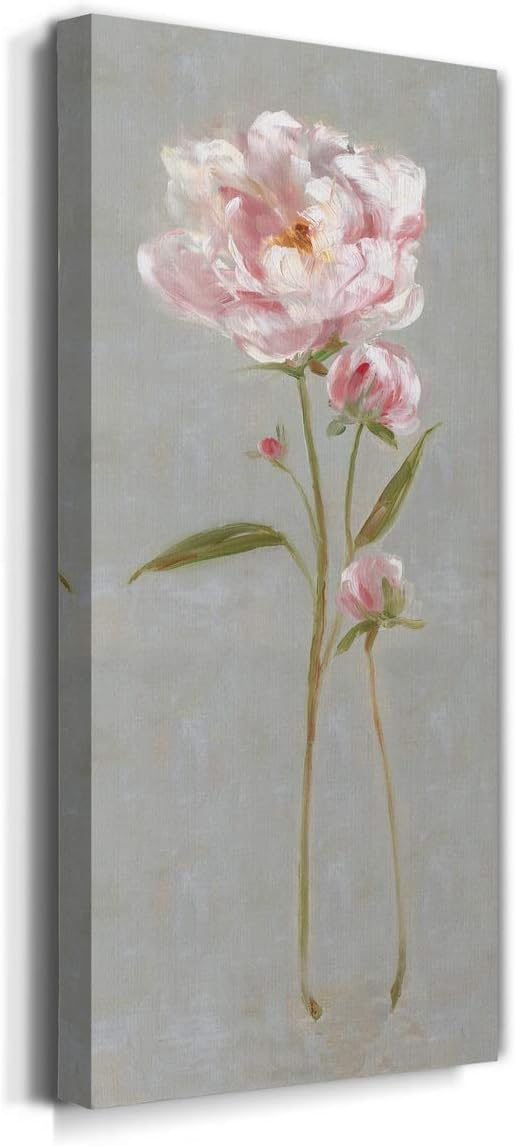 Renditions Gallery Canvas Nature Wall Art Home Paintings & Prints Magical Pink Peony Modern Romantic Abstract Canvas Glam Artwork Decorations for Bedroom Office Kitchen - 8"x16" LT43