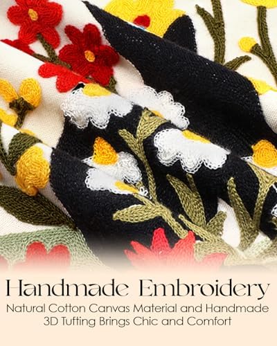 Canvas Embroidered Narrow 13"x 72" Table Runner, Cat in Flower