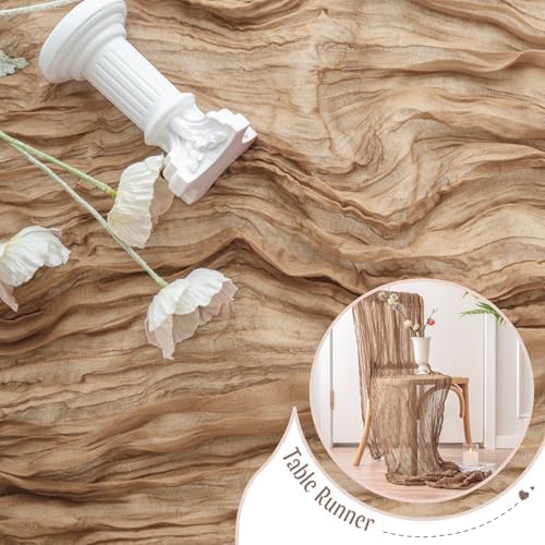 Sioloc Nude Cheesecloth Table Runner Fall Autumn Decor for Home 10ft Table Cloth for Tea Wedding Birthday Party Baby Bridal Shower Halloween Thanksgiving