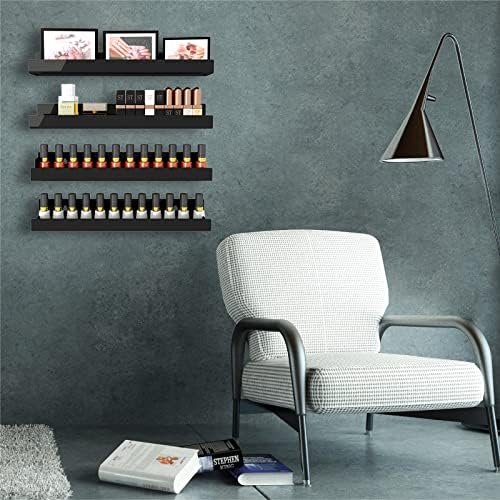 8 Pack 15 Inch Black Acrylic Floating Wall Shelves, Kids Bookshelf