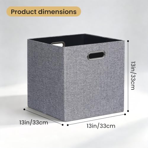 Posprica Fabric Storage Cubes, 13x13 Collapsible Storage Bins with Dual Handles, Foldable Storage Boxes Basket for Closet Shelf Cabinet Bookcase Organization, Set of 4, Houndstooth
