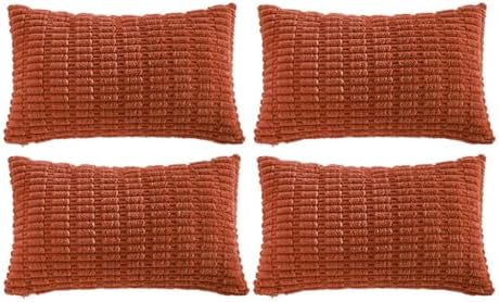 Fancy Homi 4 Packs Decorative Throw Pillow Covers for Living Room Couch Bed, Modern Farmhouse Boho Home Décor Accent Cushion Case, 24" x 12", Burnt Orange