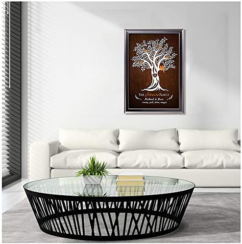 Family Tree Framed Arts Gift Family Members Names Gift for Anniversary,Valentine's day,Wedding.With Different Frame Styles Framed Size:33 5/8 x 23 5/8 inches