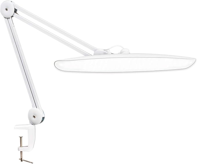 LED Desk Lamp with Clamp,Dimming Task Lamp for Reading Desktop Office Workbench Table Architect Sewing Study Home Craft,Bright 117PCS LEDs,2200 Lumens 20 Inch Metal Swivel Arm Work Lamp(White)