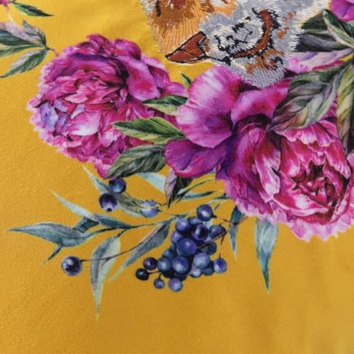 JWH Yellow Tiger Pillow Covers Decorative Flower Embroidered Throw Pillow Colorful Accent Pillow Case Velvet Cushion Luxury Pillowcase for Bed Couch Bedroom Office Decor 12x20 Inches