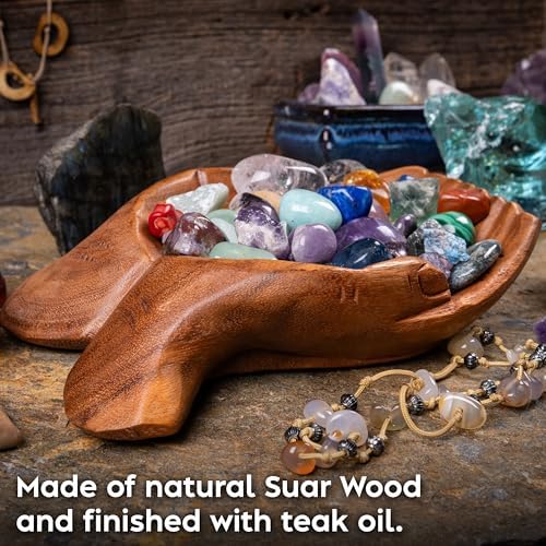 Wooden Hands Bowl, Crystal Display, Rock Display, Natural, Large