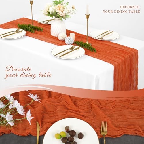 20 Pack Cheesecloth Table Runner 17 x 108 Inch, Orange