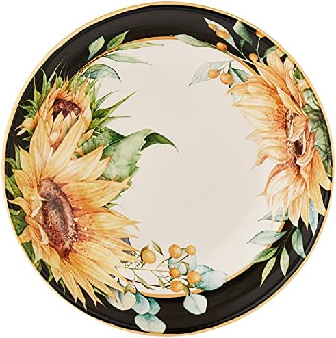 Sunflower Fields 144 oz. Serving/Pasta Bowl – Great for Entertaining Large Gatherings, Mixing Salads, Serving Pasta, Fruit, Chips and More – Elegant Floral Ceramic Dishware