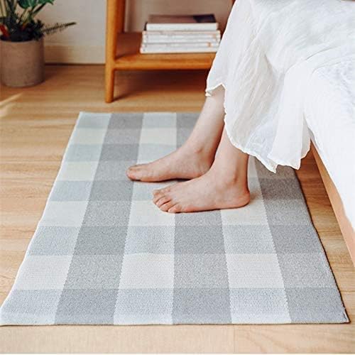 LEVINIS Buffalo Check Rug -Grey and White Plaid Door Mat Outdoor - Farmhouse Rugs for Front Porch/Kitchen/Bathroom- Large Layered Welcome Doormats, 59''x35.4''
