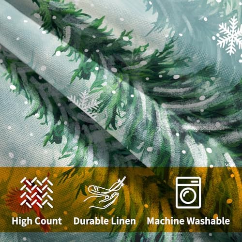 Watercolor Tree Throw Pillow Cover 20x20 inch Set of 2 Christmas Dark Green Trees Pillowcases Winter Red Bird Snowflake Decorative Cushion Covers Rustic Forest Pillow Protector for Home Sofa