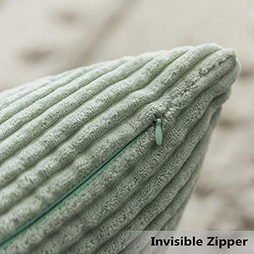 Home Brilliant Green Throw Pillow Cover 24x24 Set of 2 Euro Shams Super Soft Striped Velvet Large Cushion Cover for Living Room Sage Green Summer Decor, 24 x 24 inch, Mint