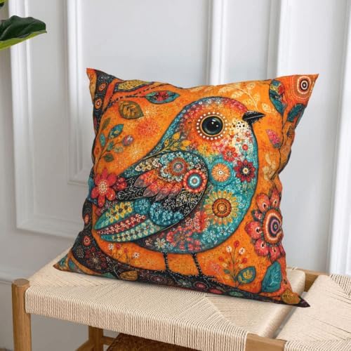 Bohemian Bird Throw Pillow Covers Set of 4 Decorative Soft Double Sided Print Pillow Case Farmhouse Home Decor for Living Room Sofa Couch 18x18