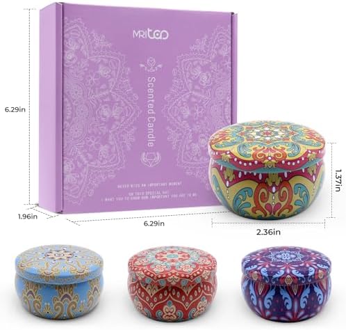 Scented Candles Gift Set for Women 4 Pack Soy Wax Candles with Dried Flowers Reusable Tin Aromatherapy Relaxation Gift for Birthday Mothers Day Valentines Day