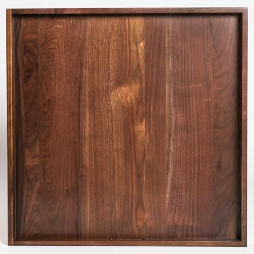 26" Square Handmade 2XL Black Walnut Ottoman Tray with Handle