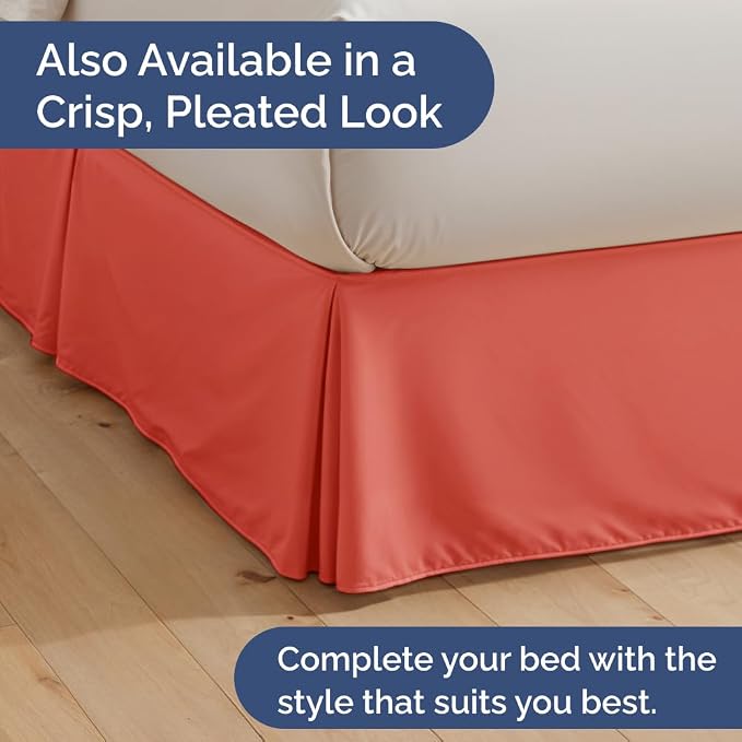 Bedskirt Twin Size Ruffle - Ruffled Bed Skirt - 12 Inch Drop - Coral | Bedskirt with Platform, Ultra-Soft Premium Hotel Quality, Wrinkle Free, Fade & Shrink Resistant, for Women, Men, Kids & Teens