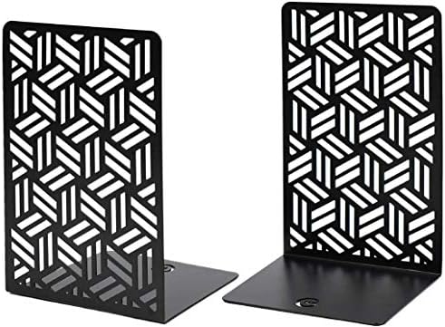 CNK Book Ends Bookends for Decorative Books Holder Bookend Shelves End Hold Heavy Duty Holders Stoppers Metal Stopper Cute Boho Bookshelf Holds Cookbook Office Home Set of 2 Bookends Pair Black