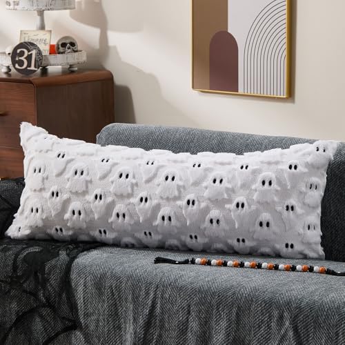 DFXSZ Halloween Pillow Covers 14x36 inch 2Pcs White Ghost Halloween Decor