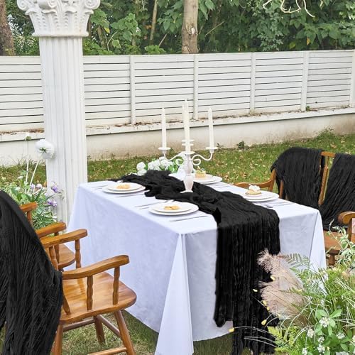 6 Pack Cheesecloth Black Table Runner for Hallowmas Party Home Decor