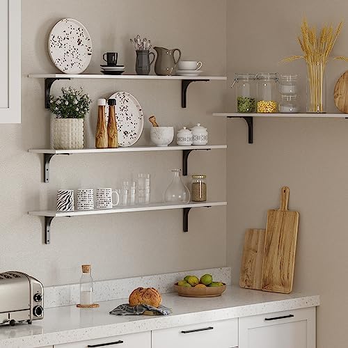 DINZI LVJ Long Wall Shelves, 47.3Inch Wooden Wall Mounted Shelves, Set of 2