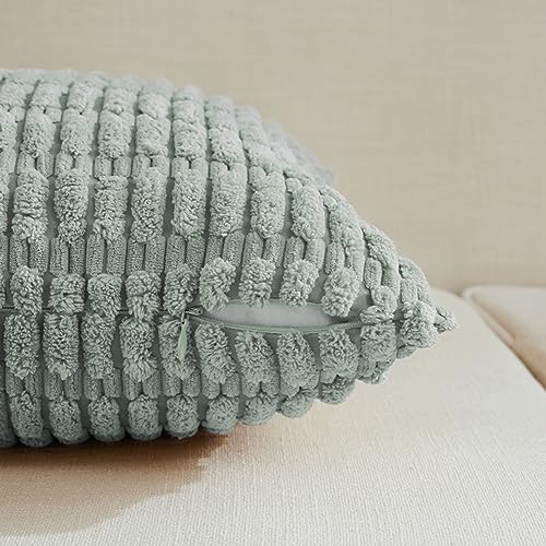 Fancy Homi 4 Packs Decorative Throw Pillow Covers for Living Room Couch Bed, Modern Farmhouse Boho Home Décor Accent Cushion Case, 20" x 12", Grey Blue